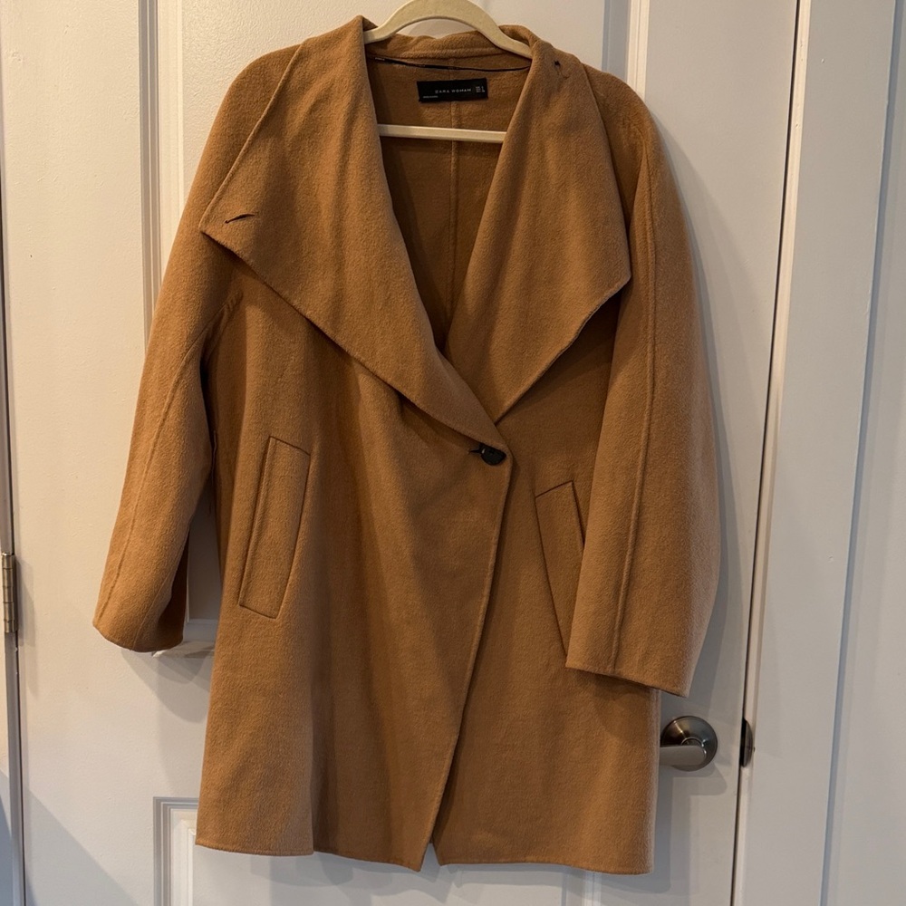 Open-Front Camel Wool-Blend Coat - Women